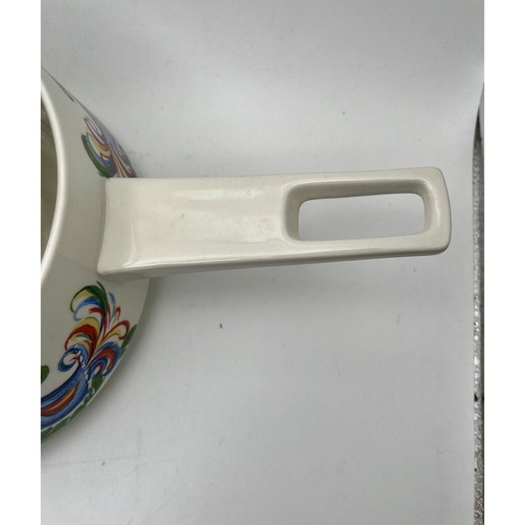 Vtg Villeroy & Boch Rooster Design Fondue Pot With Glass Insert & Lid Porcelain - Picture 10 of 16